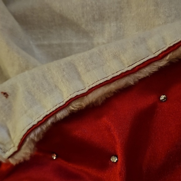VTG 1960s HANDMADE Red Satin Rhinestone Faux Fur Valentine's Portrait Outfit - Picture 11 of 14